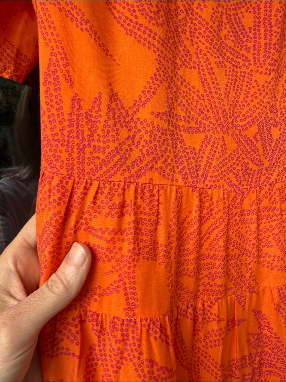 Diane Von Furstenberg Orange Puff Sleeve Midi Dress with tie back size 6 - Picture 8 of 12